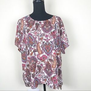 DR2 by Daniel Rainn White Paisley Blouse XL
